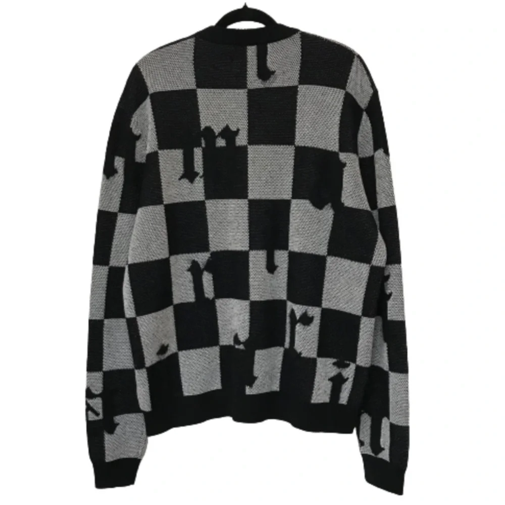 Amiri Logo Check Crew Mohair Cashmere Sweater Black White XXL Brand New With Tag - Picture 4 of 15